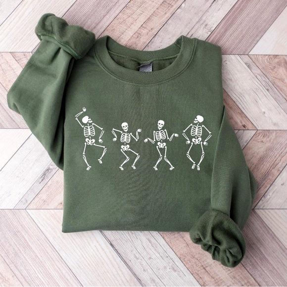 Green Skeleton Dance Men Sweater - Picture 1 of 1